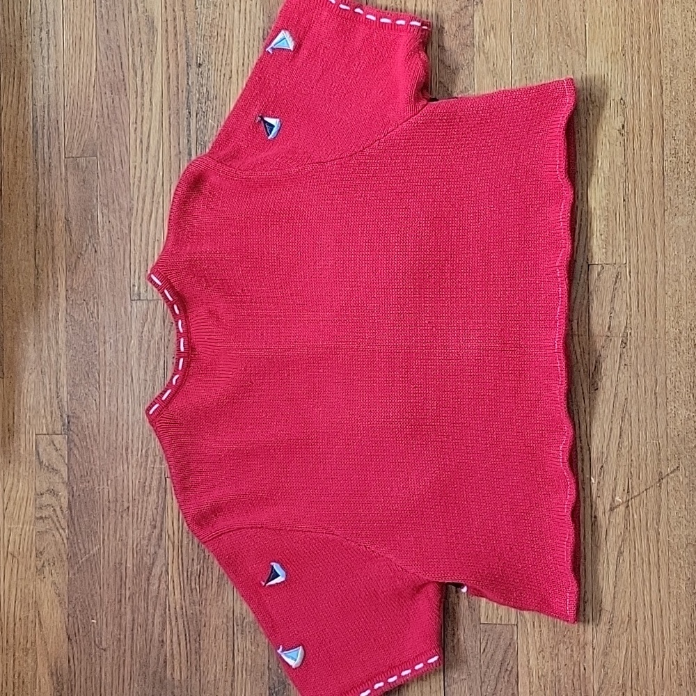 Redesigned Vintage Short Sleeve Sailboat Sweater Large With One Size Hat - Picture 7 of 13